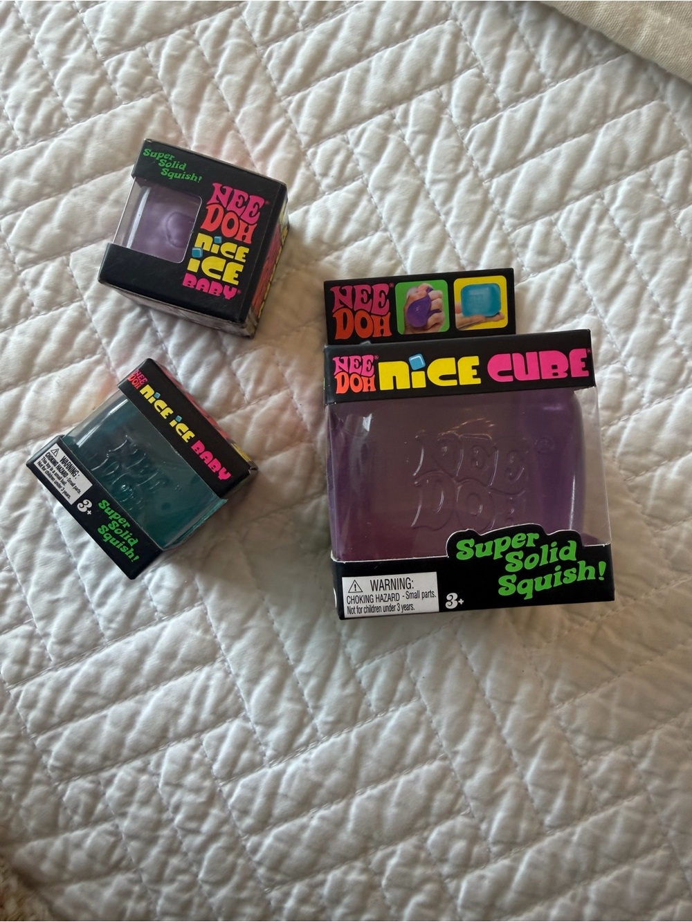 Nice Cube Super Solid Squish - Purple bundled with blue and purple mini cubes
